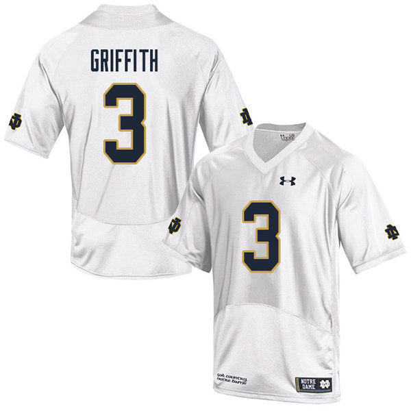 Men #3 Houston Griffith Notre Dame Fighting Irish College Football Jerseys Sale-White - Click Image to Close